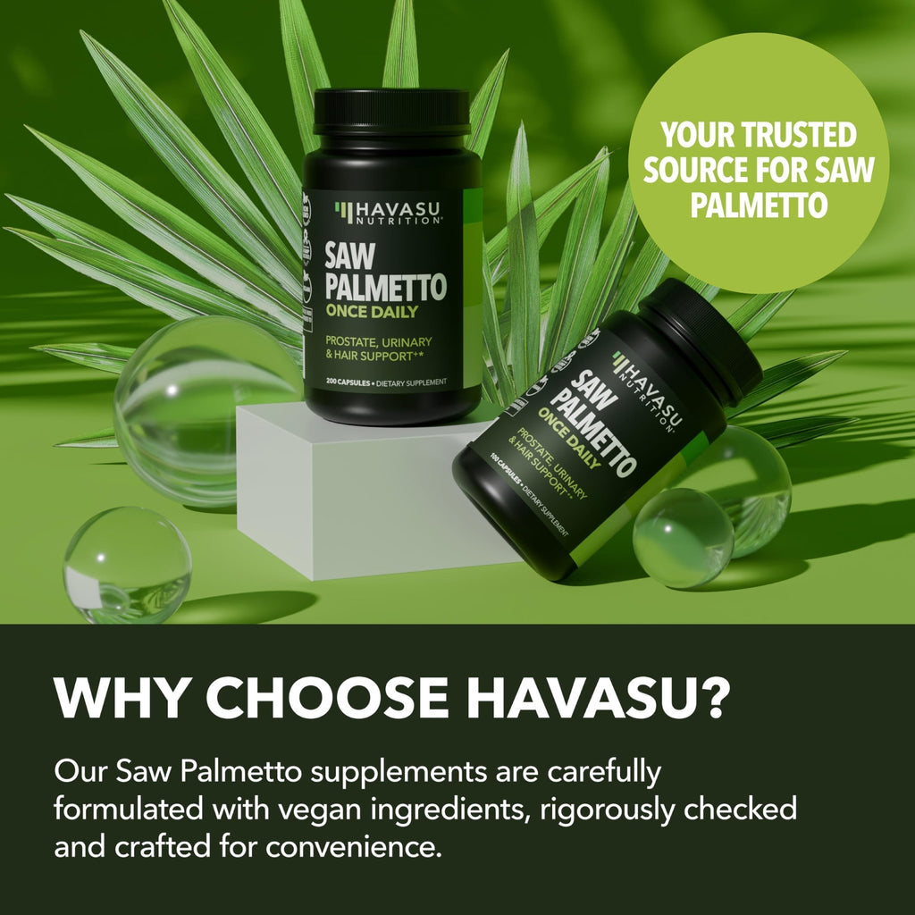 Saw Palmetto for Men Prostate Health Supplement to Promote Urinary Tract Function - 500mg Per Serving - 100 Count - DHT Blocker Hair Vitamin - FENGGESTORE20