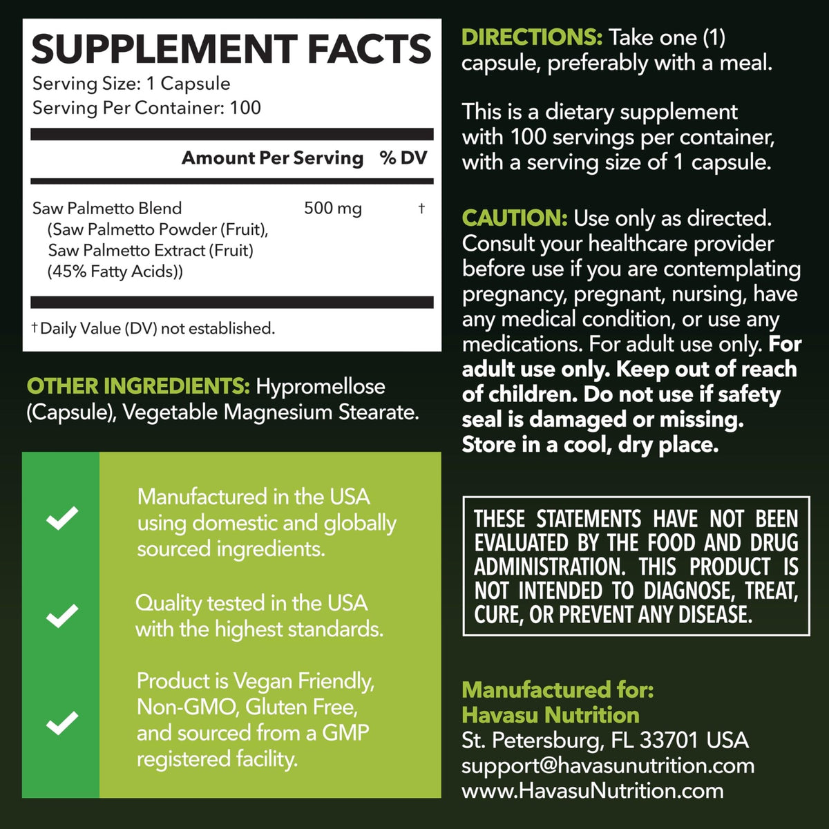 Saw Palmetto for Men Prostate Health Supplement to Promote Urinary Tract Function - 500mg Per Serving - 100 Count - DHT Blocker Hair Vitamin - FENGGESTORE20