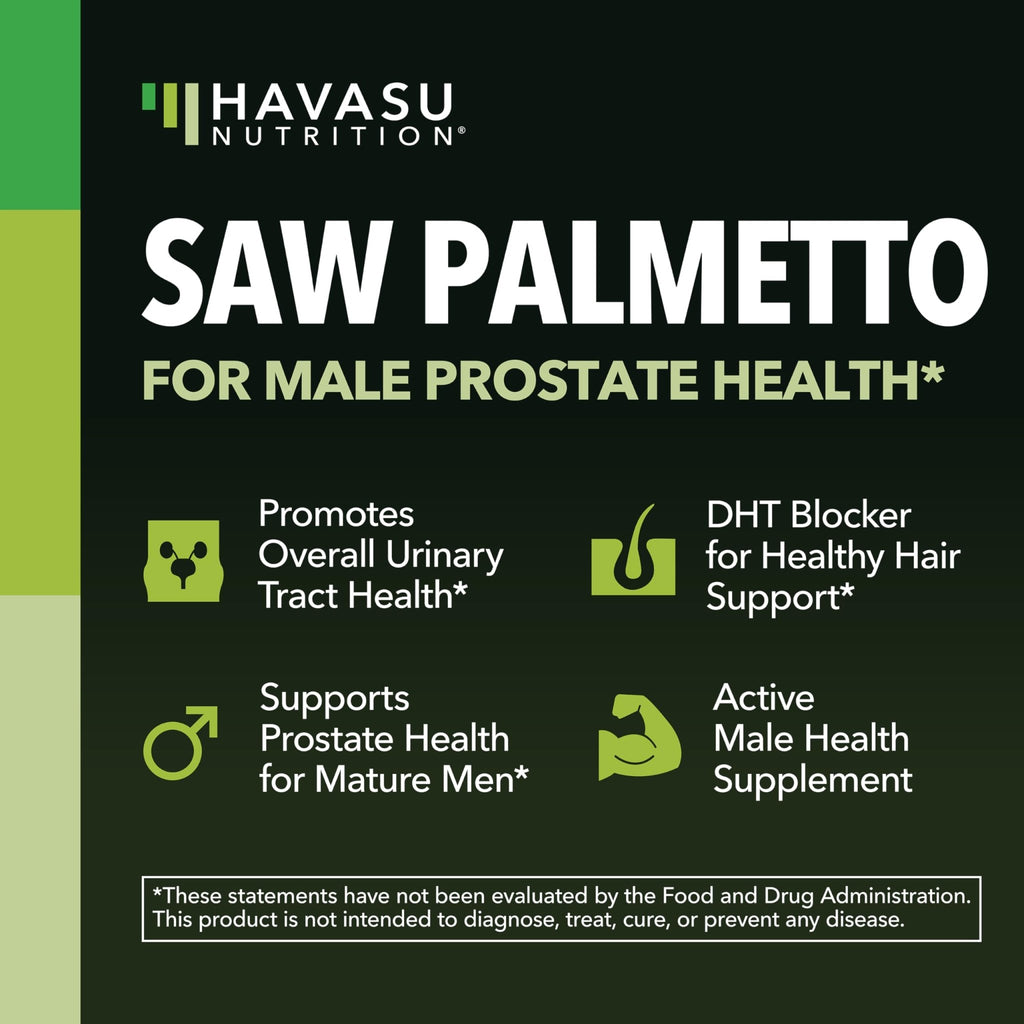 Saw Palmetto for Men Prostate Health Supplement to Promote Urinary Tract Function - 500mg Per Serving - 100 Count - DHT Blocker Hair Vitamin - FENGGESTORE20