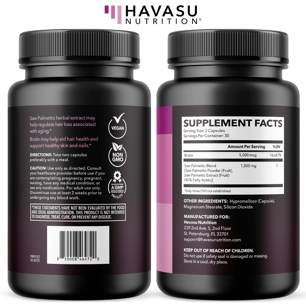 Saw Palmetto for Women with Biotin 5000mcg - Powerful DHT Blocker to Support Hair, Skin, and Nail Health - 60 Count - Vegan, Non-GMO Vitamin for Stronger, - FENGGESTORE20