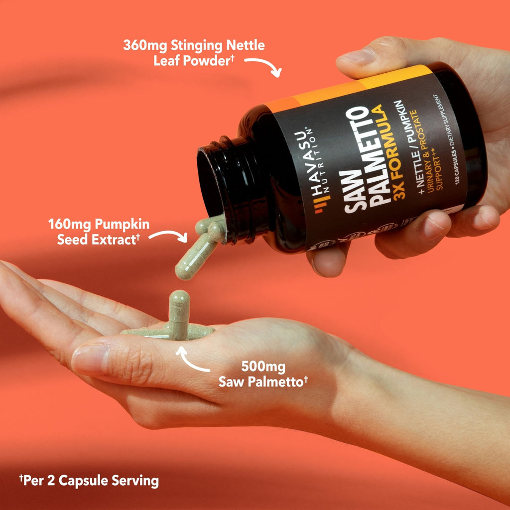 Saw Palmetto Supplement with Stinging Nettle and Pumpkin Seed Extract - Advanced 3X Formula - DHT Blocker Urinary Health and Prostate Support for Mens Health - FENGGESTORE20