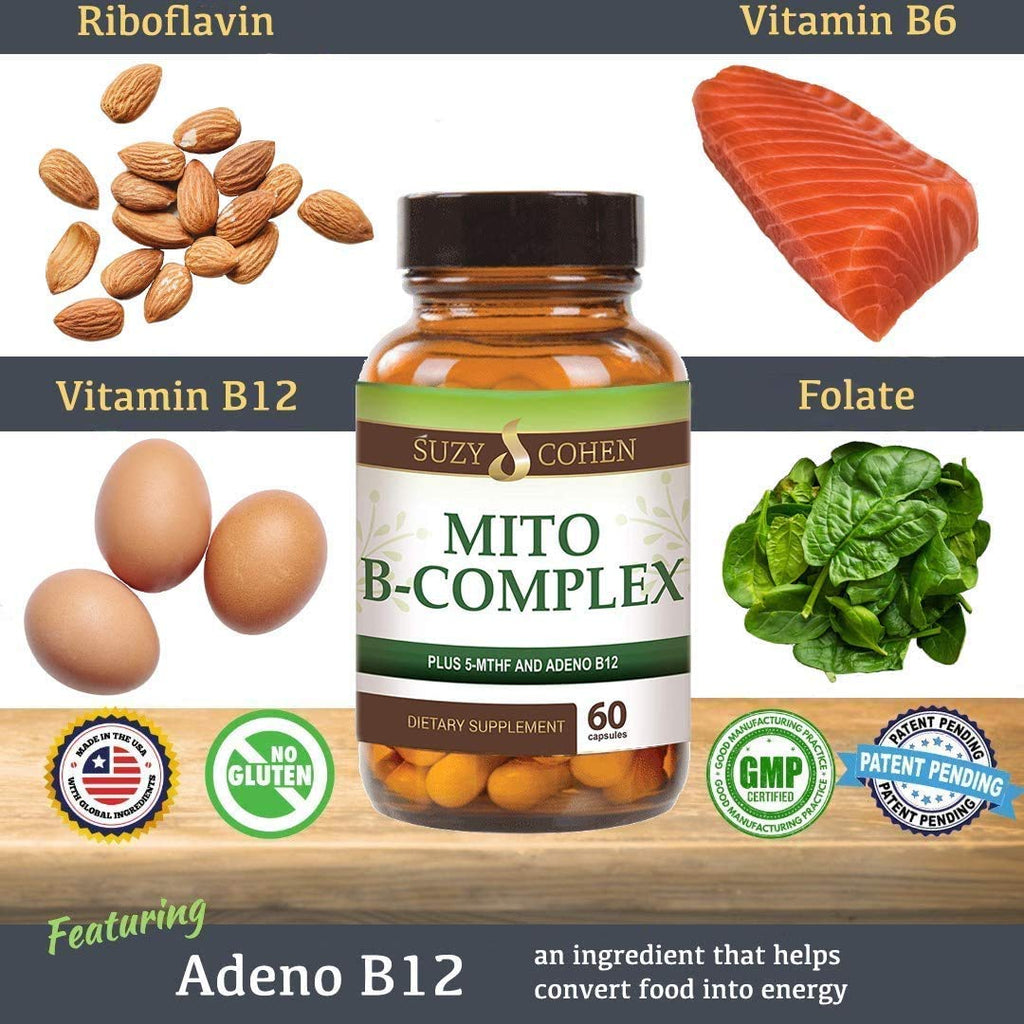 Script Essentials Suzy Cohen, Mito B Complex Dietary Supplement, 5-MTHF, Adeno B12, Methylation Support, Supports Healthy Nervous System - FENGGESTORE20