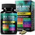 Sea Moss Black Seed Oil Ashwagandha Ginger, Sea Moss Capsule Supplement with Turmeric Burdock Root Bladderwrack Vitamin C Vitamin D3 Enhanced Immunity & Energy Black Seed Oil Capsule 60 Count - FENGGESTORE20
