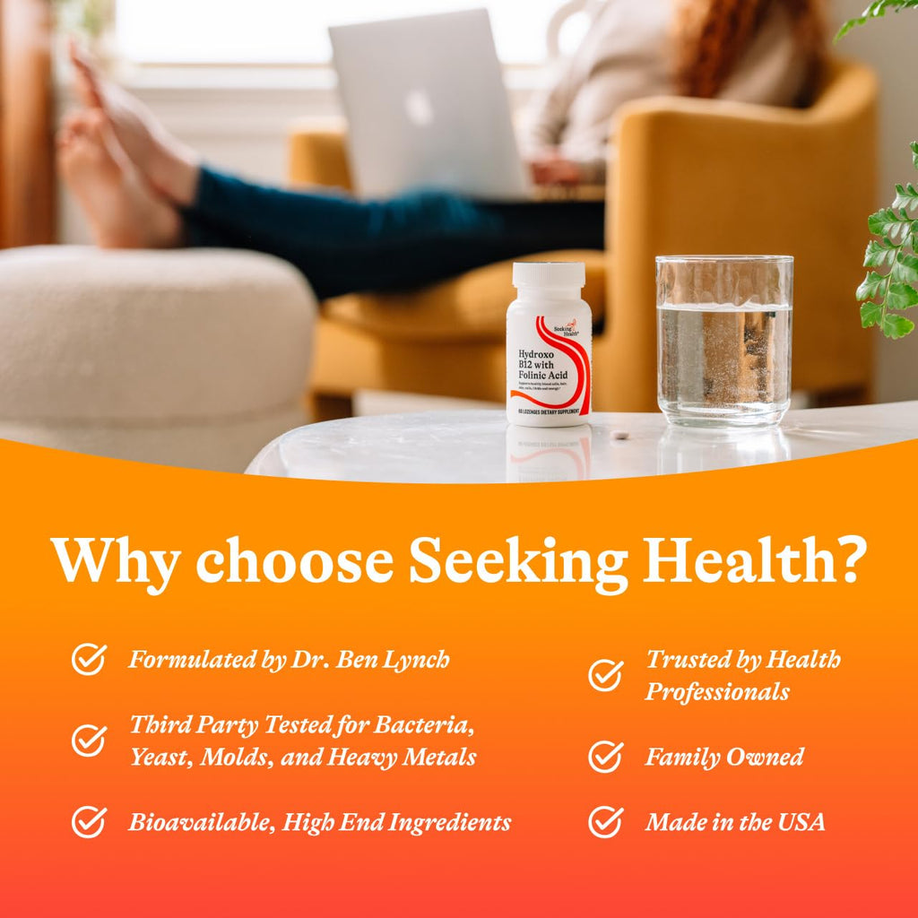 Seeking Health Hydroxo B12 with Folinic Acid - Supplement with Non-Methylated Form of Folate - Vitamin B12 Complex - FENGGESTORE20