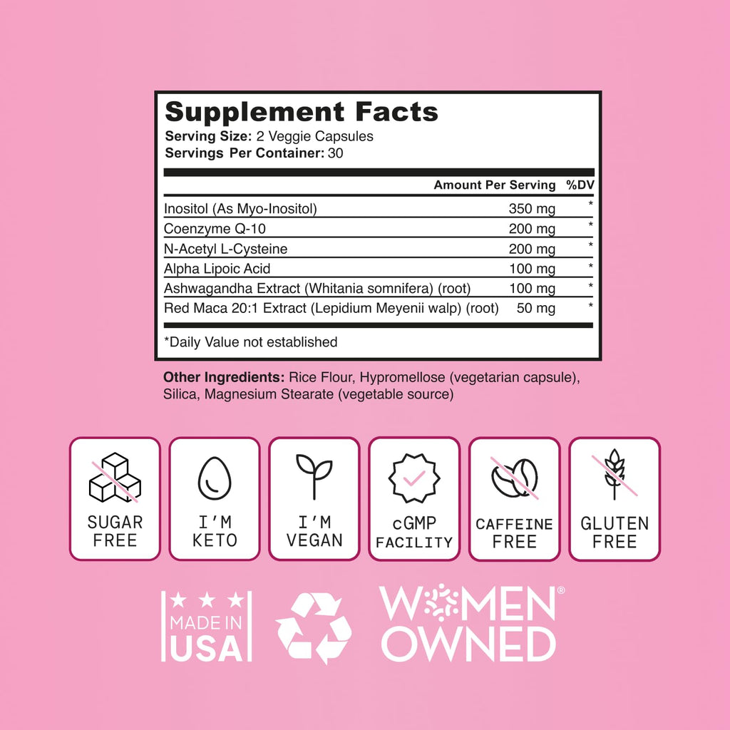 SELF NUTRITION Fertility Support for Women | Conception for Her, Coenzyme Q10, Ashwagandha, Myo-Inositol & More| Support Cycle Regularity & Ovulation| Vegan, Non-GMO, USA Made-60 Capsules - FENGGESTORE20