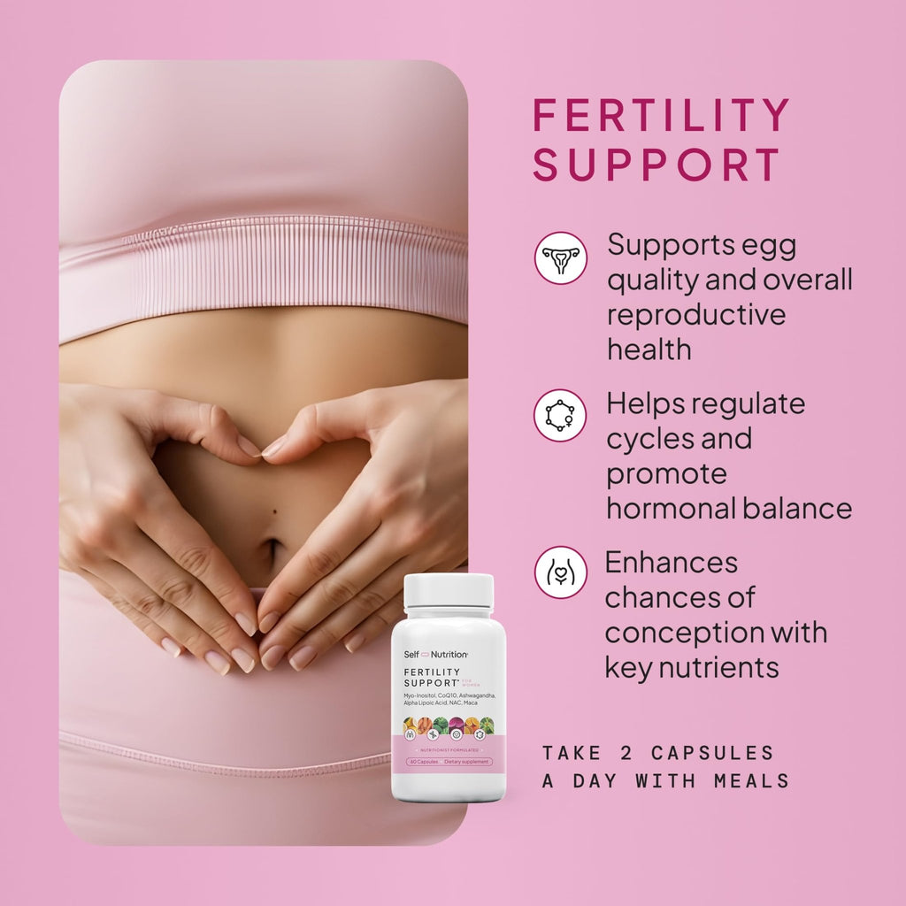 SELF NUTRITION Fertility Support for Women | Conception for Her, Coenzyme Q10, Ashwagandha, Myo-Inositol & More| Support Cycle Regularity & Ovulation| Vegan, Non-GMO, USA Made-60 Capsules - FENGGESTORE20