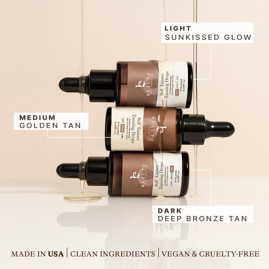 Self Tanning Drops - USA Made with Natural & Organic Ingredients, Medium Face Tanning Drops to Add to Lotion - FENGGESTORE20