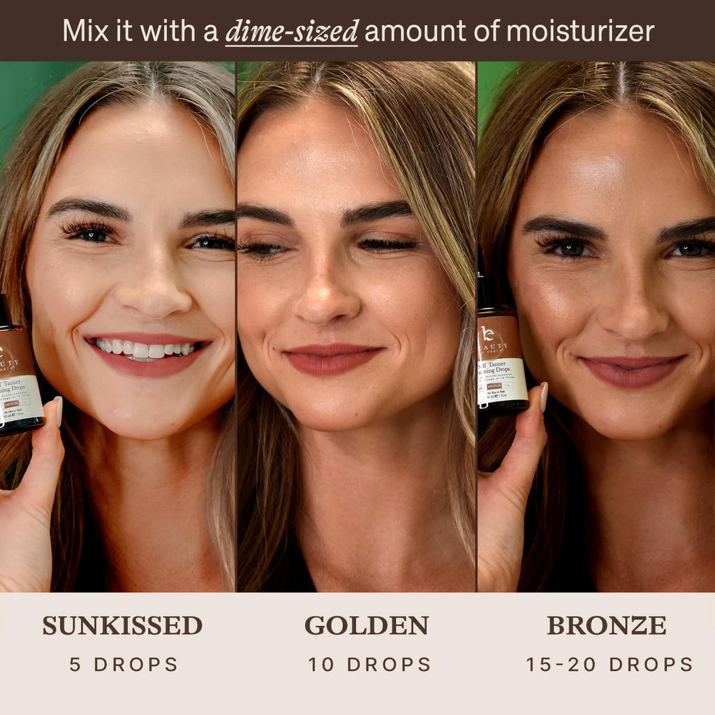 Self Tanning Drops - USA Made with Natural & Organic Ingredients, Medium Face Tanning Drops to Add to Lotion - FENGGESTORE20
