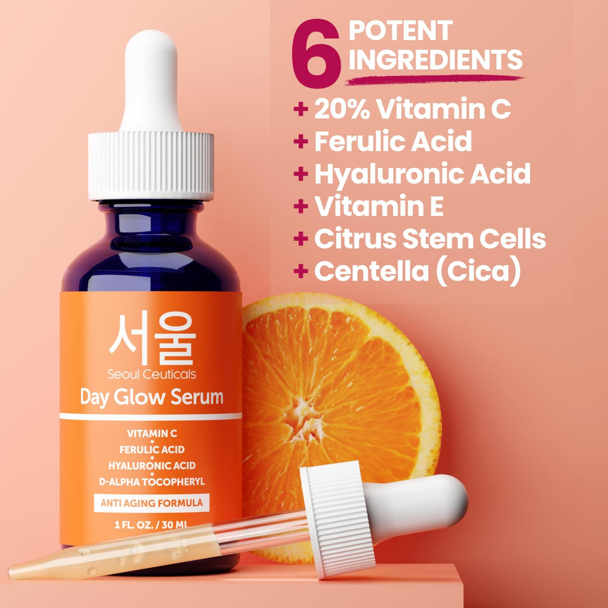 SeoulCeuticals Korean Skin Care 20% Vitamin C Hyaluronic Acid Serum + CE Ferulic Acid - FENGGESTORE20