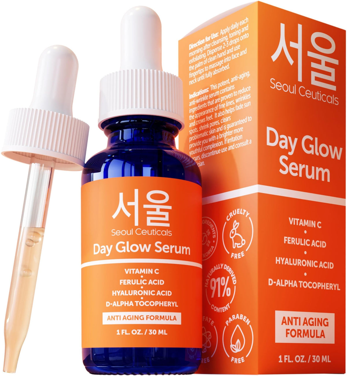 SeoulCeuticals Korean Skin Care 20% Vitamin C Hyaluronic Acid Serum + CE Ferulic Acid - FENGGESTORE20