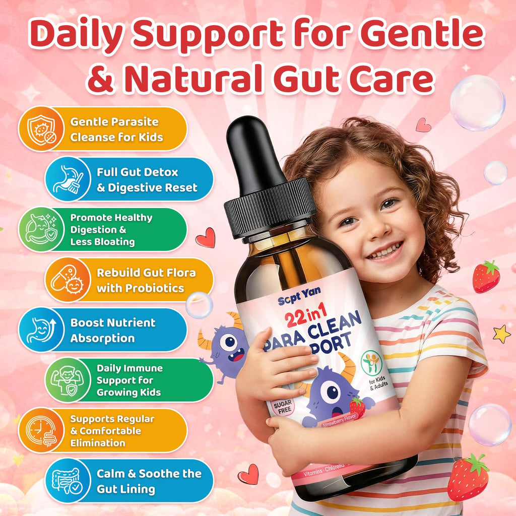 SEPT YAN 22 in 1 Parasite Cleanse for Humans & Kids, Herbal Gut Cleanse Liquid Drops with Wormwood, Black Walnut, Clove, Chlorella, Oregano, - FENGGESTORE20