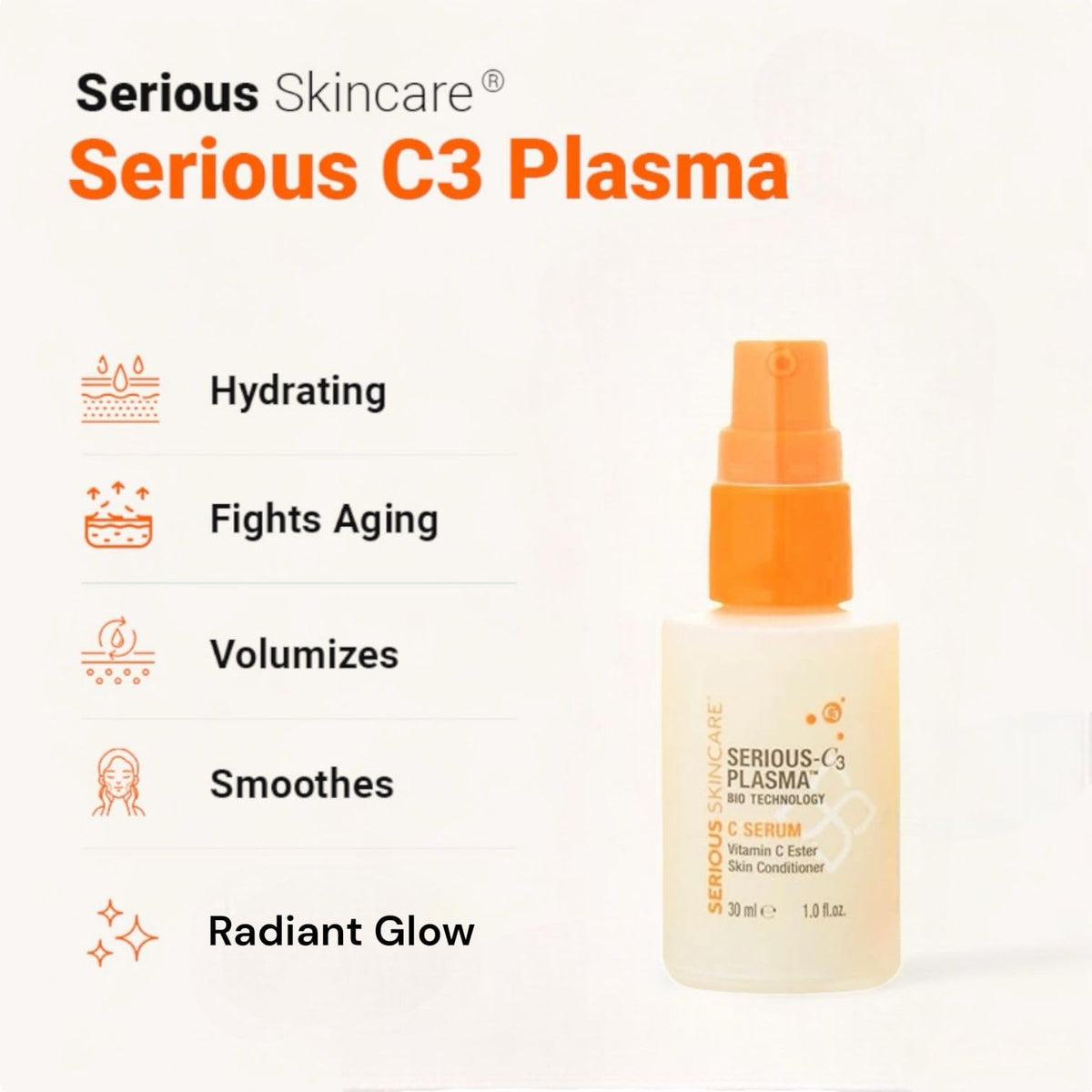 Serious Skincare Vitamin C Serum for Face, Anti-Aging Face Serum with Collagen, Vitamin E, Hydrating Skin Care for Brightening, Improve Appearance of Dark Spots - FENGGESTORE20