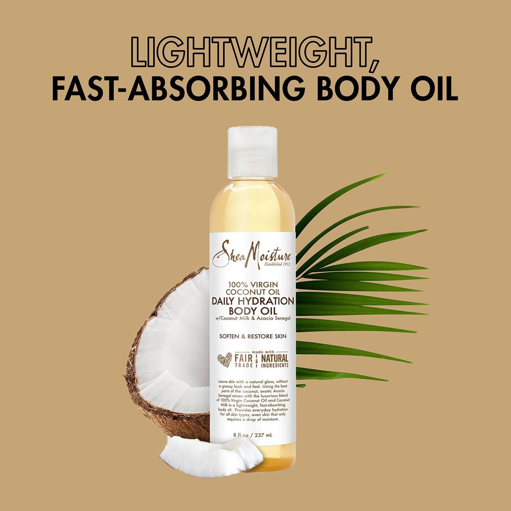 SheaMoisture Daily Hydration Body Oil Virgin Coconut Oil For Dry Skin Paraben Free 8 oz - FENGGESTORE20