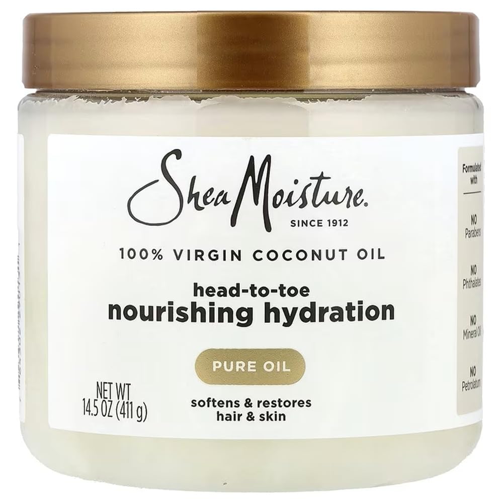 SheaMoisture for Dry Skin Nourishing Hydration 100% Extra Virgin Coconut Oil Soften and Restore Skin and Hair 14.5 oz - FENGGESTORE20
