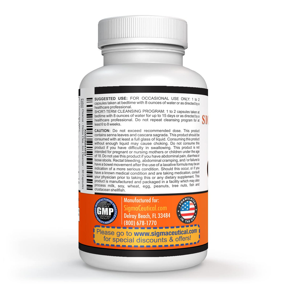Sigmaceutical 1 Day Colon Cleanse - Detox Cleanse - Bowel Cleanse & Laxative - Bowel Detox - Colon Cleanser & Detox - 30 Capsules - FENGGESTORE20