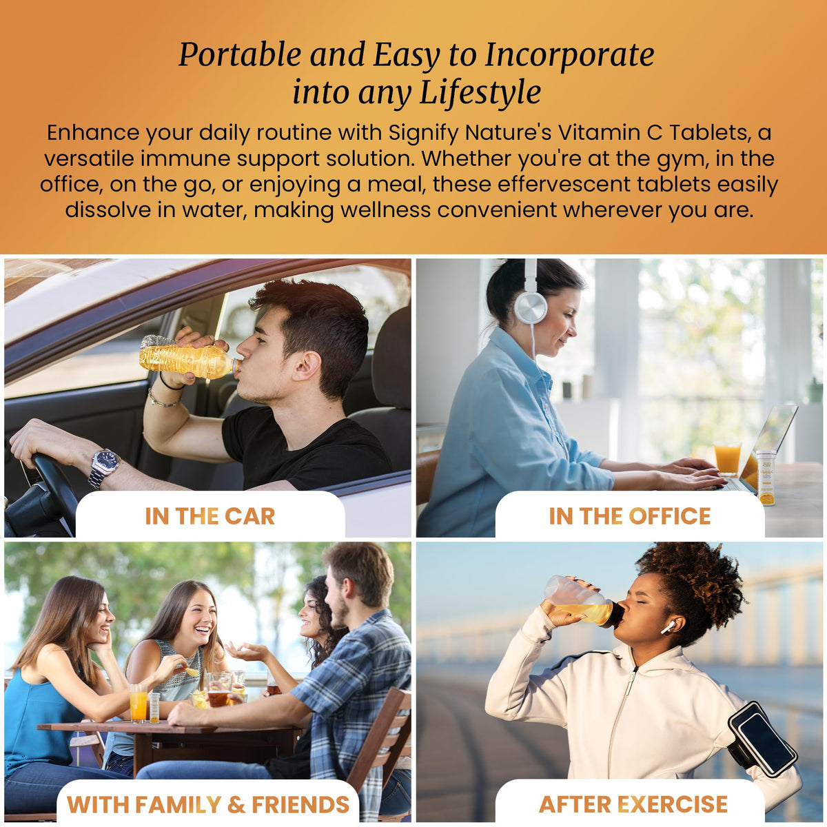 SIGNIFY NATURE Vitamin C 1000mg Effervescent Tablets - Potent Immune Support VIT C with Zinc Supplement - Sugar-Free & Vegan Formula | Dissolvable Vitamin C Tablets - Water Soluble Fizzy Elixir - 80CT - FENGGESTORE20