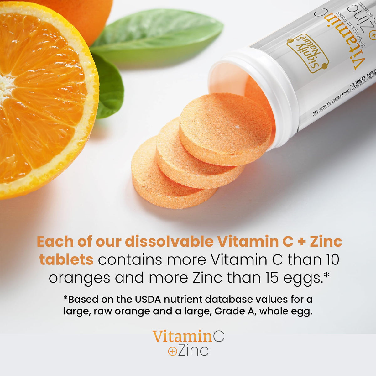 SIGNIFY NATURE Vitamin C 1000mg Effervescent Tablets - Potent Immune Support VIT C with Zinc Supplement - Sugar-Free & Vegan Formula | Dissolvable Vitamin C Tablets - Water Soluble Fizzy Elixir - 80CT - FENGGESTORE20