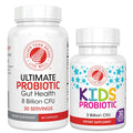 Silver Fern Brand Family Probiotics - Ultimate Adult Probiotic (1 Bottle = 60 Capsules) Plus Ultimate Children's Probiotic for Kids (1 Bottle = 30 Chewables) - Gut Health & Microbiome Support - FENGGESTORE20