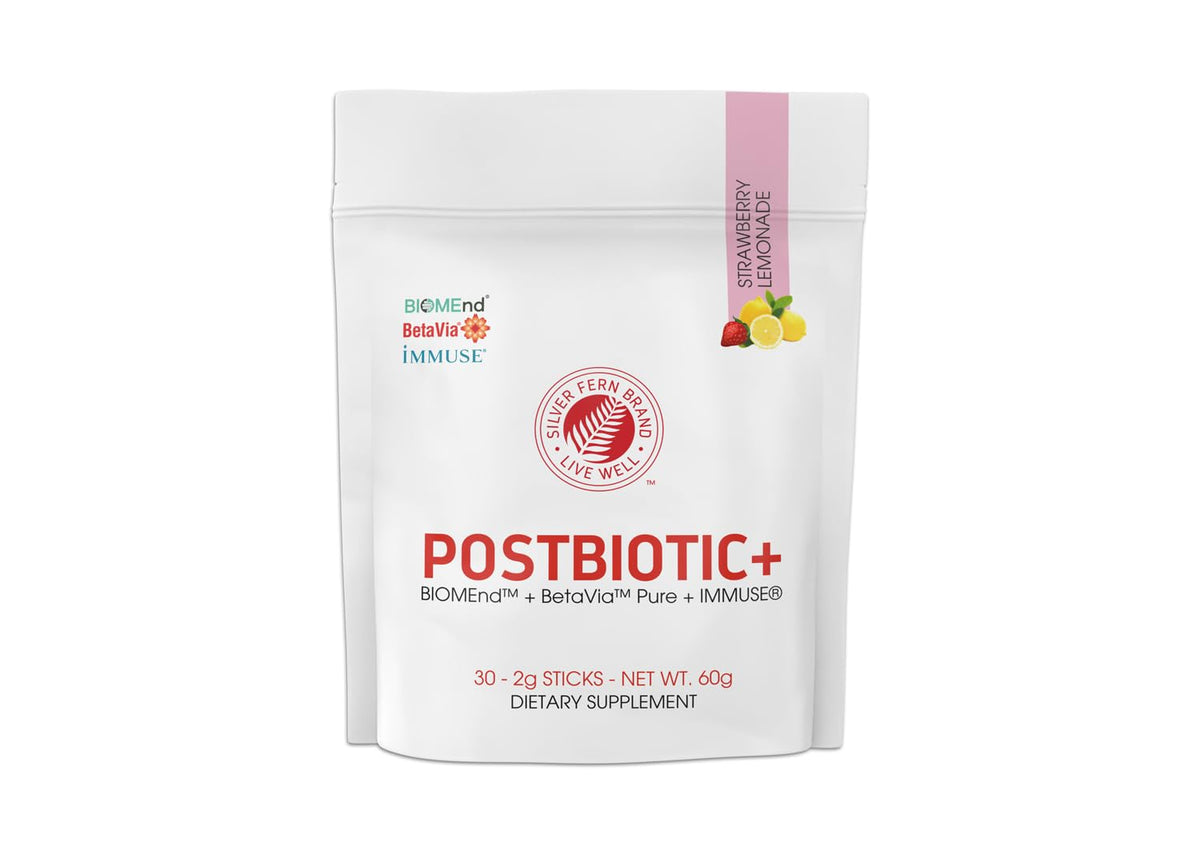 Silver Fern Brand Postbiotic+ Strawberry Lemonade Powder – Postbiotic Supplement with BIOMend™, BetaVia™, and Immuse® – Supports The Digestive System - FENGGESTORE20