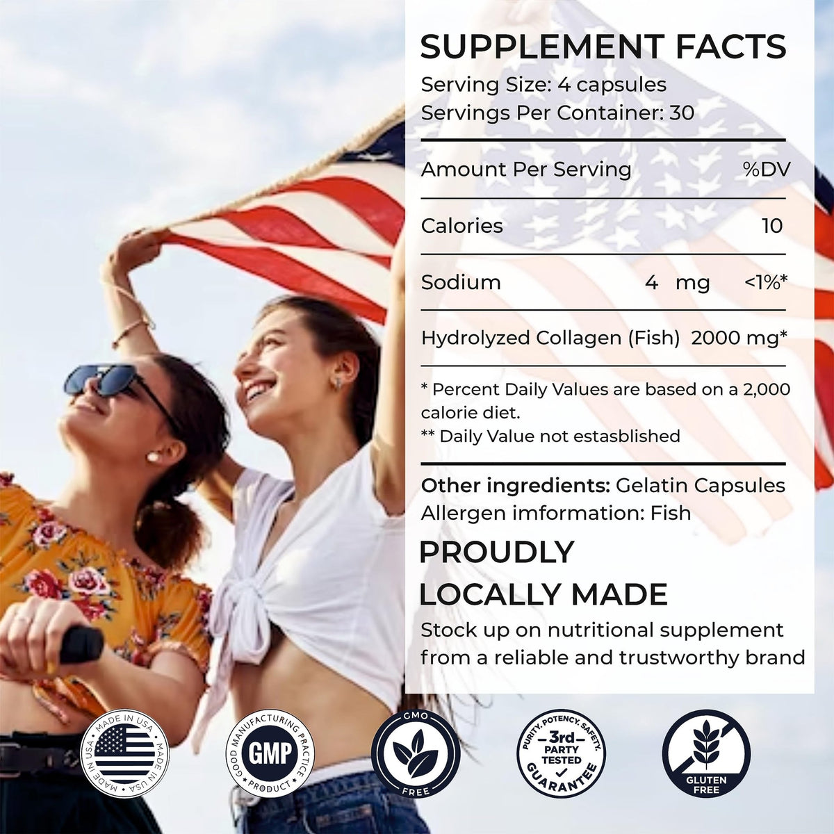 SIRUNES Marine Collagen Peptides, 120 Capsules - Fish Collagen Supplements for Women, Great for Hair, Skin, Nails, Joints & Bones - Made in USA - FENGGESTORE20