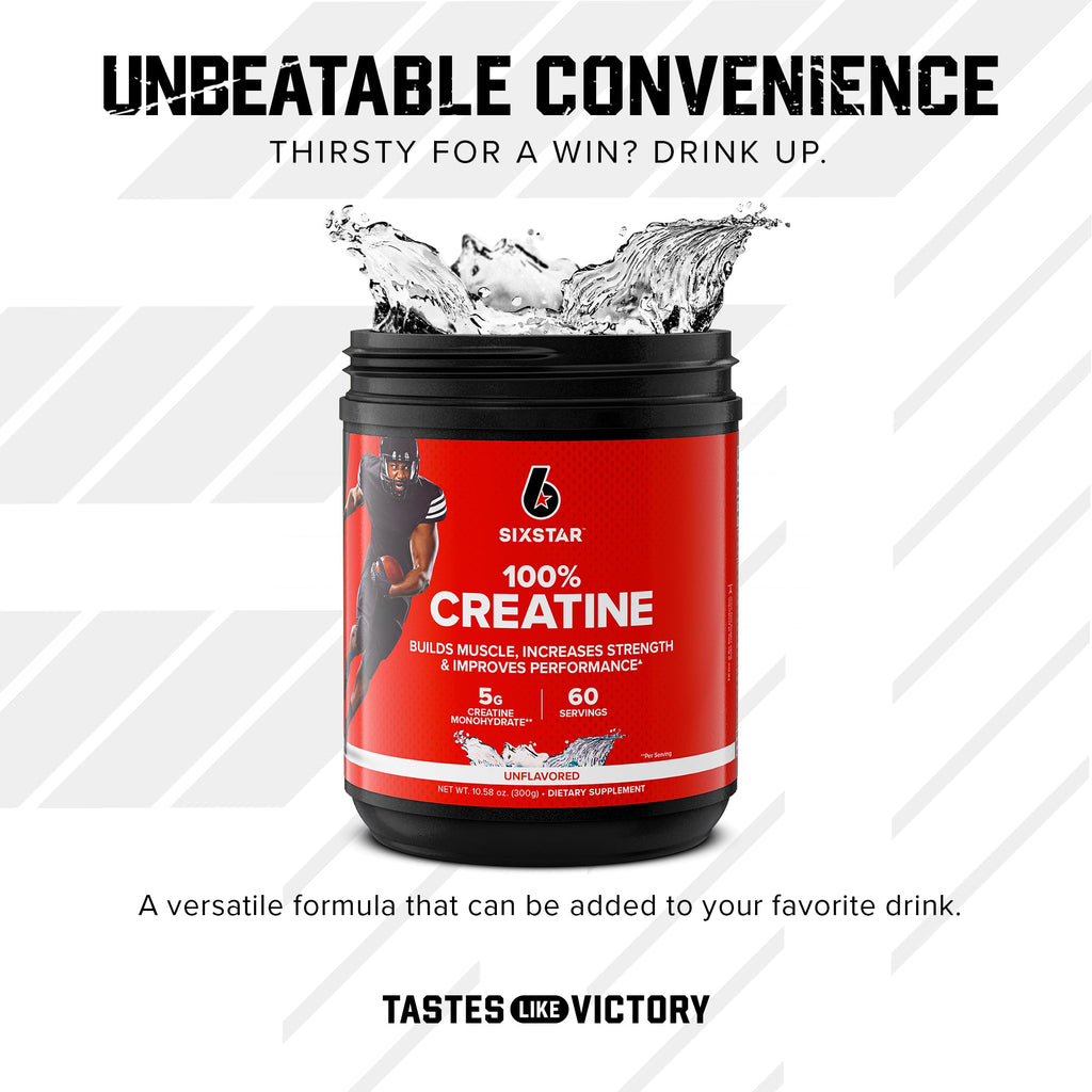 Six Star 100% Creatine Monohydrate Powder - Unflavored Micronized Creatine Monohydrate Supplement for Workout Performance, Muscle Building & Strength - FENGGESTORE20