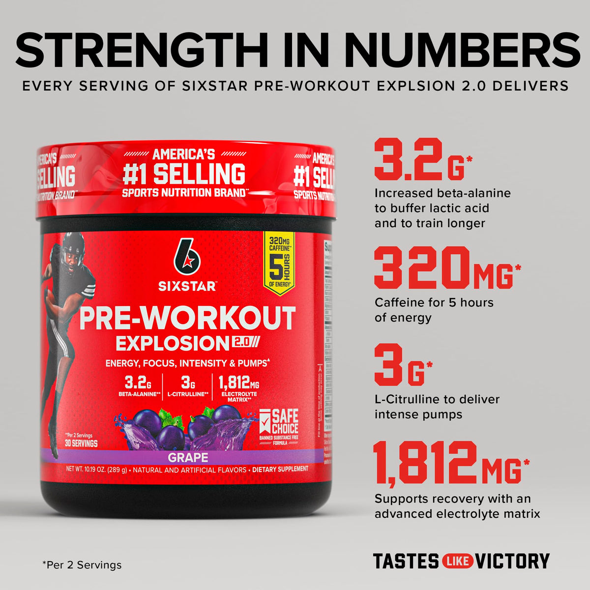 Six Star Pre-Workout Explosion, Grape (30 Servings) - Preworkout Energy Powder Supplement for Men & Women - Workout Drink Mix with L-Tyrosine & Beta Alanine - FENGGESTORE20