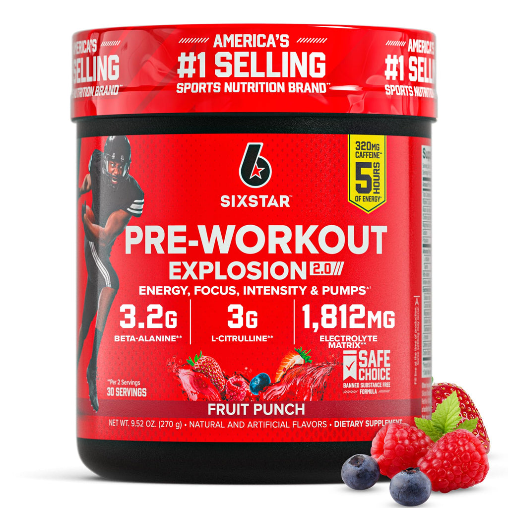 Six Star Pre-Workout Powder for Men & Women, Fruit Punch (30 Servings) - Preworkout Explosion 2.0 Energy Powder Drink Mix with Beta-Alanine & Caffeine - FENGGESTORE20