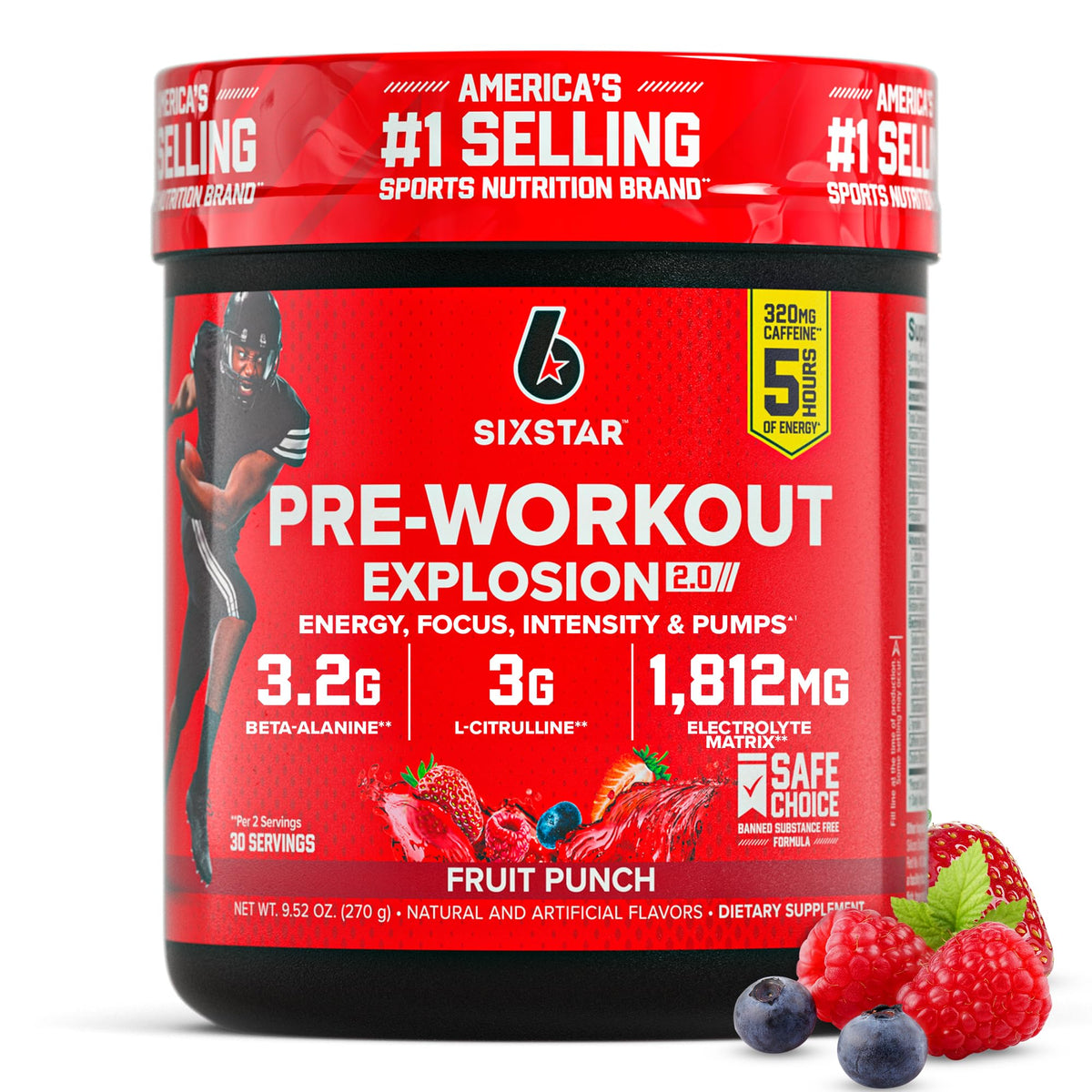 Six Star Pre-Workout Powder for Men & Women, Fruit Punch (30 Servings) - Preworkout Explosion 2.0 Energy Powder Drink Mix with Beta-Alanine & Caffeine - FENGGESTORE20