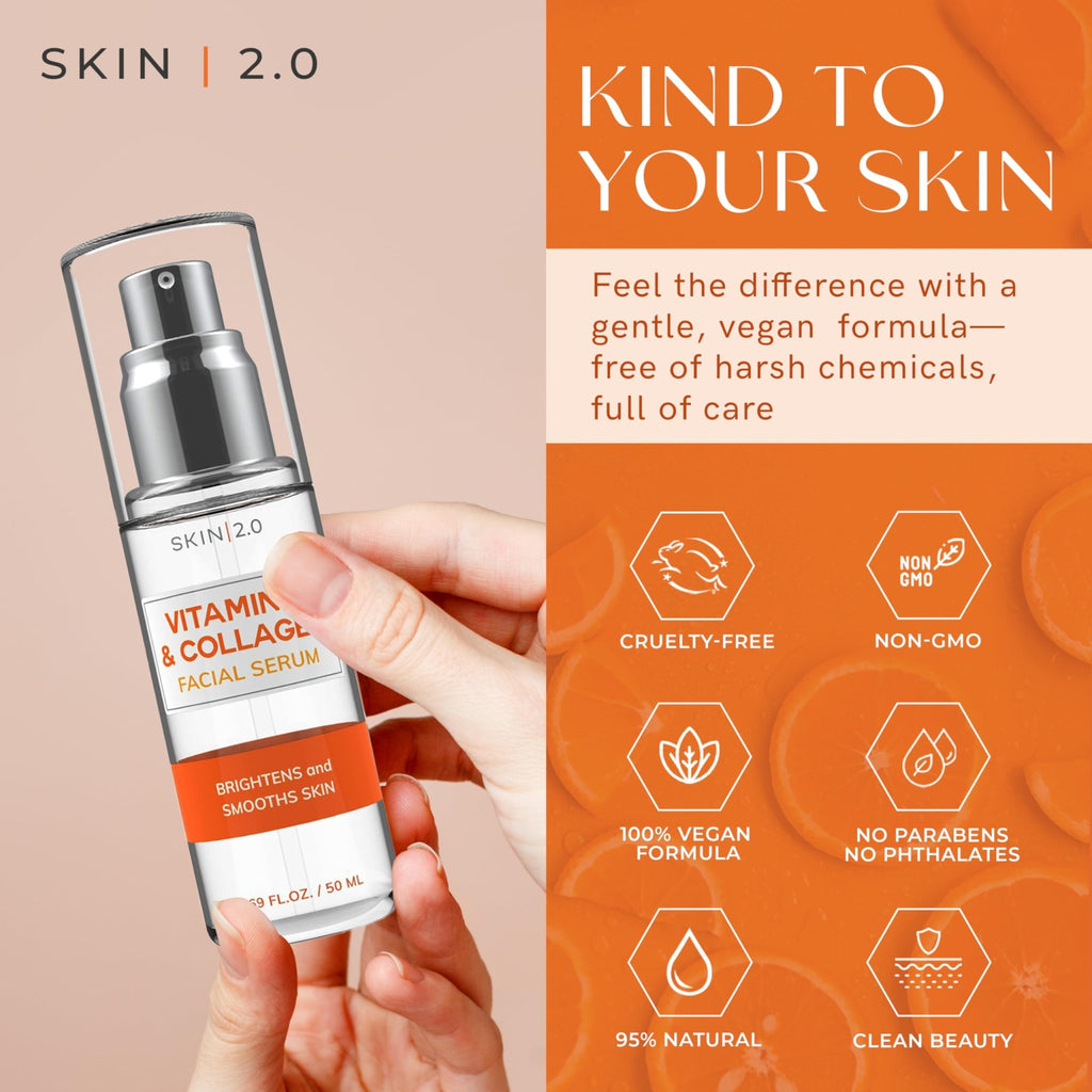 Skin 2.0 Vitamin C Serum - Dermatologist Tested, Anti-Aging & Dark Spot Remover - Brightening, Clean Beauty, Cruelty-Free, - FENGGESTORE20