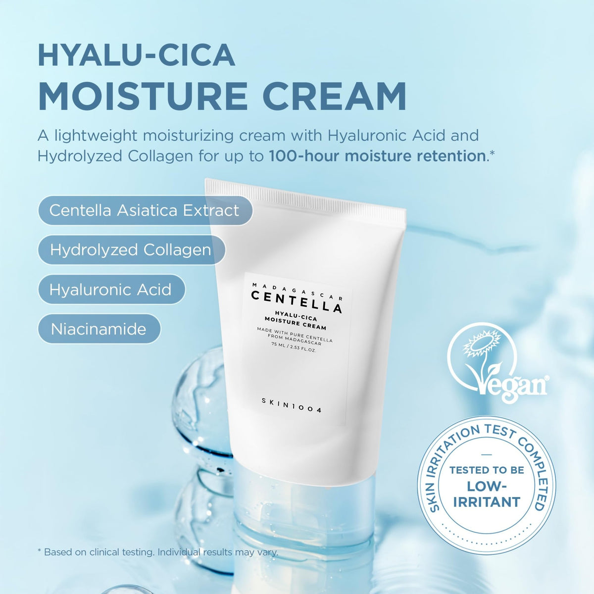 SKIN1004 Hyalu-Cica Moisture Cream, Face Moisturizer with Hyaluronic Acid, Centella Cream for Deep Hydration, Lightweight Nourishing - FENGGESTORE20