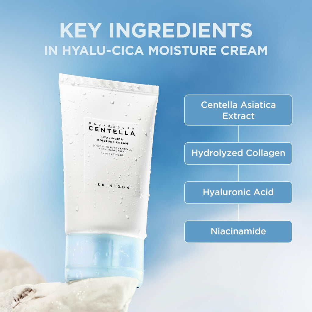 SKIN1004 Hyalu-Cica Moisture Cream, Face Moisturizer with Hyaluronic Acid, Centella Cream for Deep Hydration, Lightweight Nourishing - FENGGESTORE20