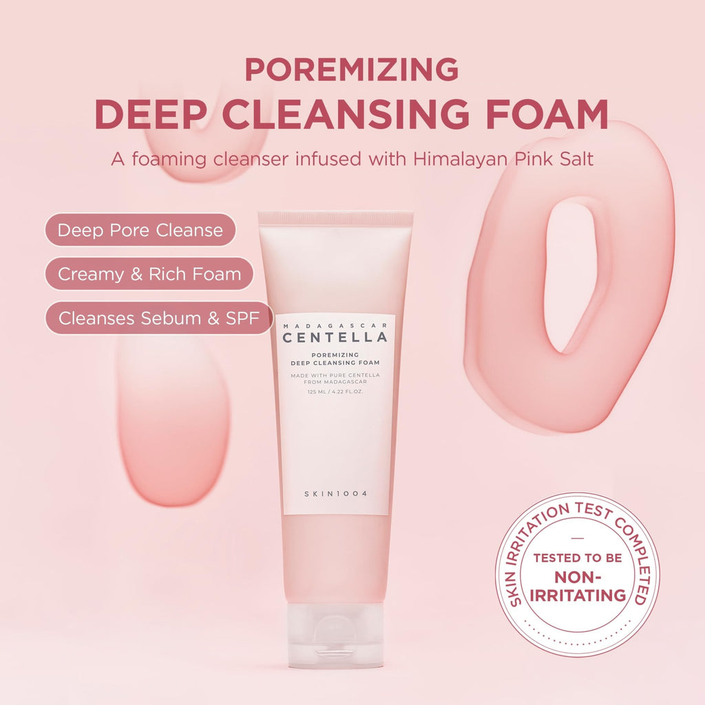 SKIN1004 Poremizing Deep Cleansing Foam, 4.23 fl.oz, 125ml, Makeup Remover, Korean Face Cleanser with Himalayan Pink Salt - FENGGESTORE20