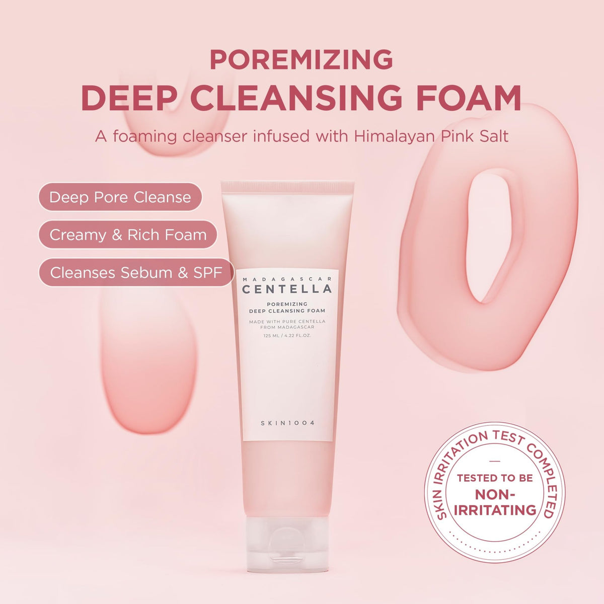 SKIN1004 Poremizing Deep Cleansing Foam, 4.23 fl.oz, 125ml, Makeup Remover, Korean Face Cleanser with Himalayan Pink Salt - FENGGESTORE20