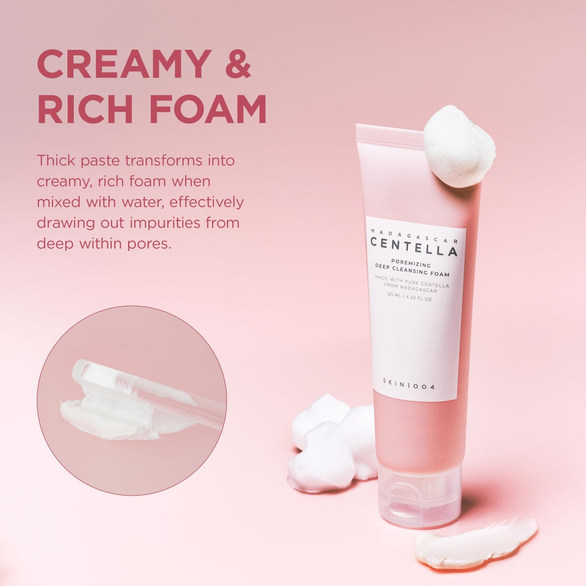 SKIN1004 Poremizing Deep Cleansing Foam, 4.23 fl.oz, 125ml, Makeup Remover, Korean Face Cleanser with Himalayan Pink Salt - FENGGESTORE20