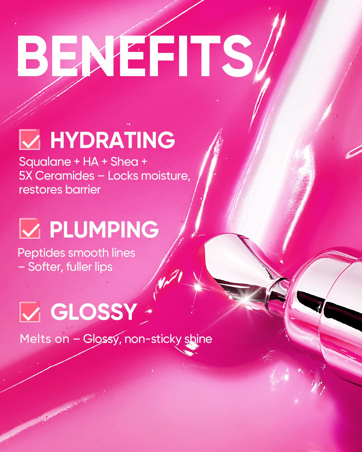 SKINTIFIC Peptide Brightening Lip Serum, Hydrating & Plumping Tinted Lip Gloss, Moisturizing Lip Balm with Polypeptides - FENGGESTORE20