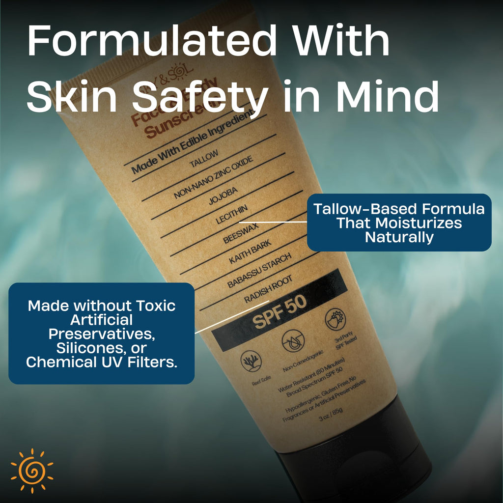 Sky and Sol Mineral Sunscreen SPF 50 | With Grass-Fed Tallow & Zinc Oxide | Non-Greasy - FENGGESTORE20