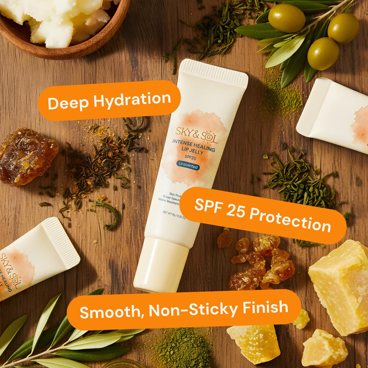 Sky & Sol Lip Balm SPF 25 – 3 Pack Natural Hydrating Lip Jelly with Broad-Spectrum Sun Protection and Primer - FENGGESTORE20