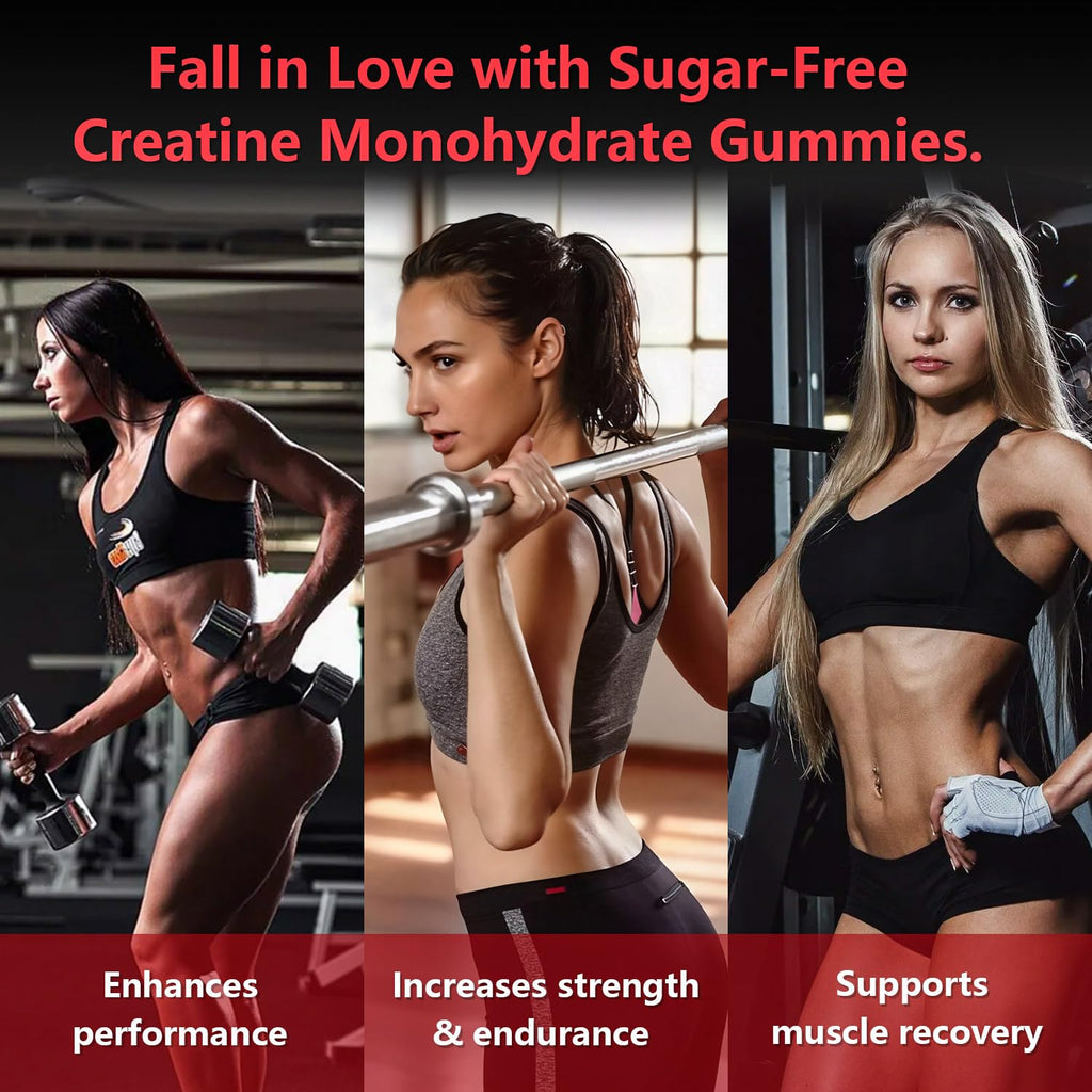 Slsomu Creatine Gummies for Women, 5000mg Pre-Workout Muscle Strength & Energy Support, 0 Sugar Creatine Gummy with L-Taurine, Zinc - FENGGESTORE20