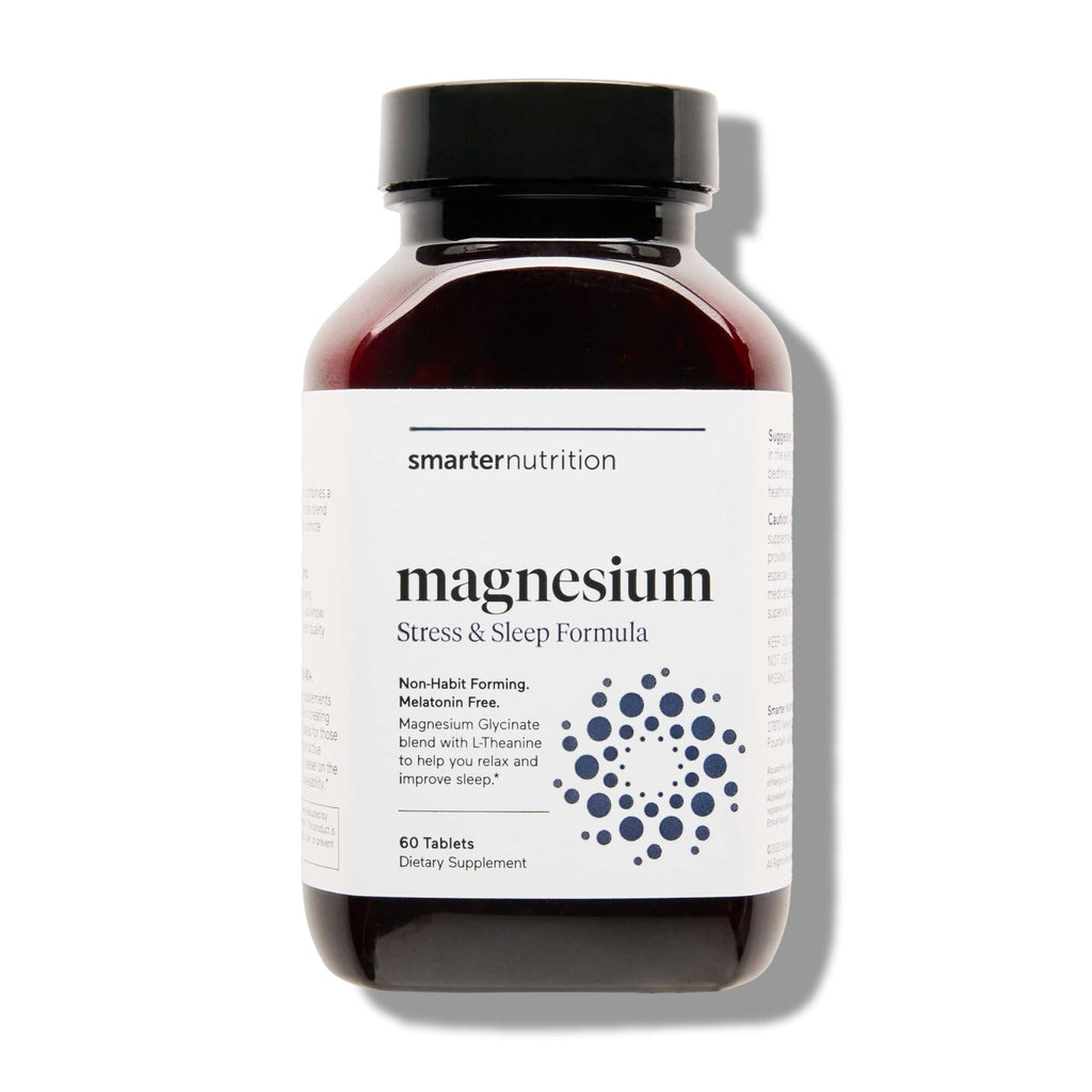 Smarter Nutrition Magnesium Complex - Chelated Magnesium Glycinate with Citrate, Malate and L-Theanine for Sleep, Muscle Relaxation and Stress Support - Non-GMO - 60 Tablets[30DaySupply] - FENGGESTORE20