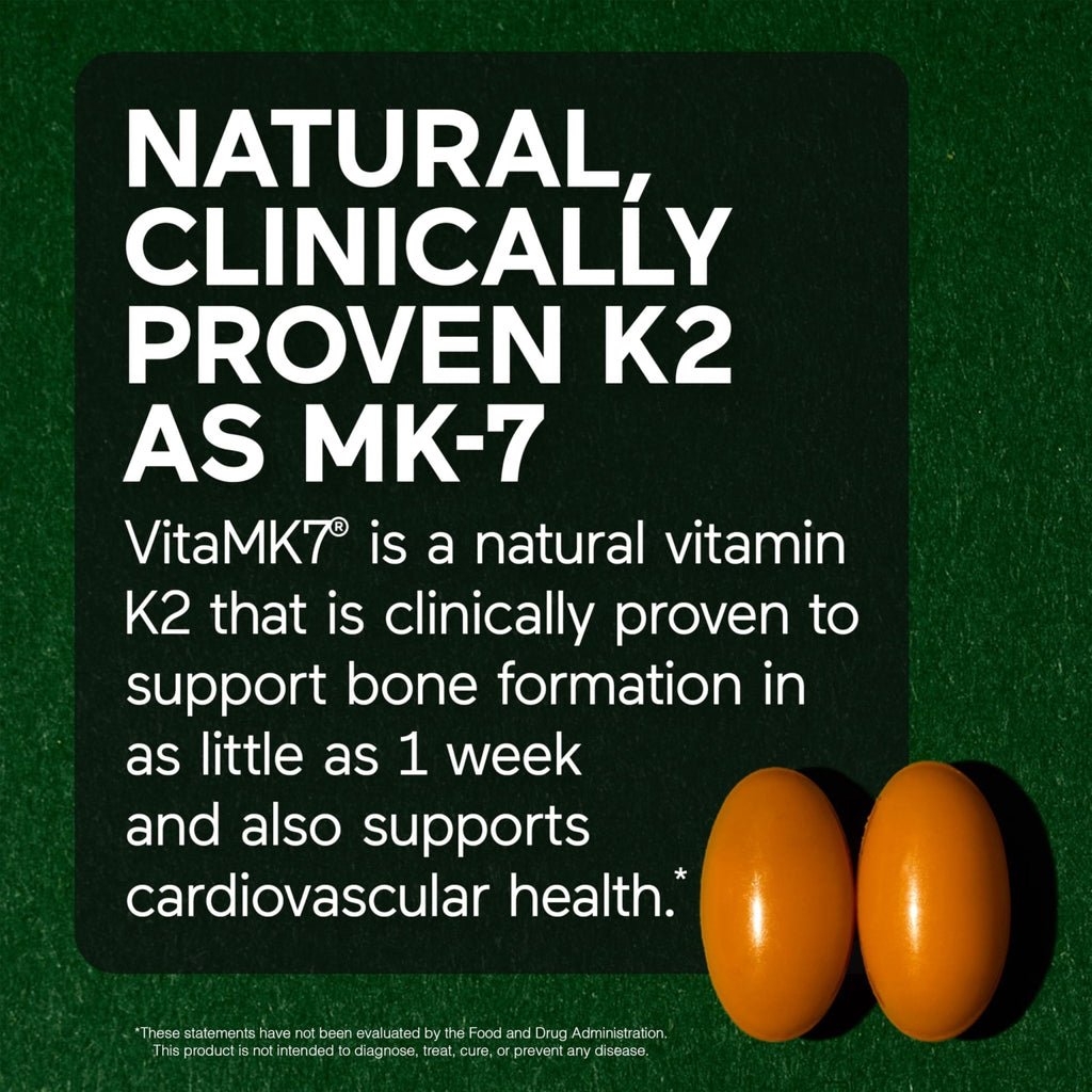 SMARTERNUTRITION Vegan Vitamin D3 5000 IU + Natural Vitamin K2 1100 mcg in Organic Coconut & Olive Oil - D3 K2 Supplement for Immune & Bone Support - 60 Softgels[30 Day Supply] - FENGGESTORE20