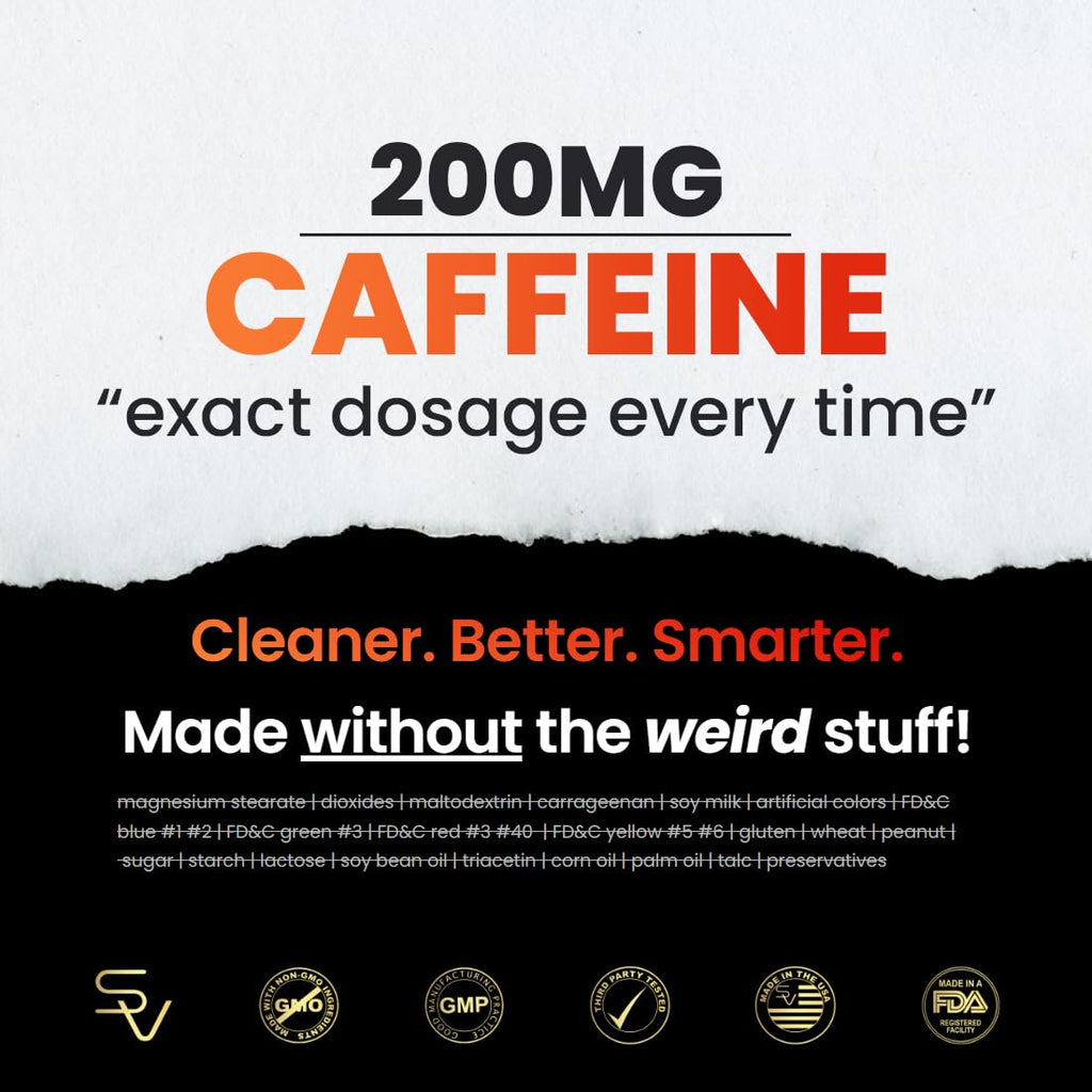 SmarterVitamins 200mg Caffeine Pills - MCT Oil from 100% Coconuts + 100mg L-Theanine, Energy and Focus - FENGGESTORE20