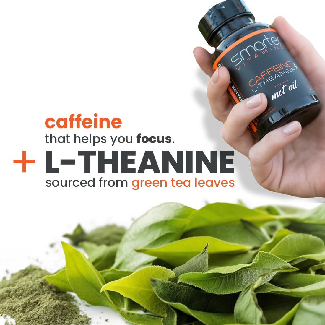 SmarterVitamins 200mg Caffeine Pills - MCT Oil from 100% Coconuts + 100mg L-Theanine, Energy and Focus - FENGGESTORE20