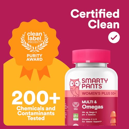 SmartyPants Multivitamin Gummy for Women 50 and Over, Omega 3 (DHA/EPA), Methylfolate, CoQ10, Vitamin D3, C, Vitamin B12, B6, A, K, Biotin - FENGGESTORE20