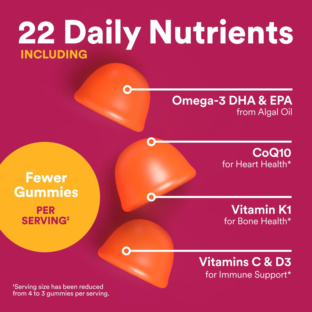 SmartyPants Multivitamin Gummy for Women 50 and Over, Omega 3 (DHA/EPA), Methylfolate, CoQ10, Vitamin D3, C, Vitamin B12, B6, A, K, Biotin - FENGGESTORE20