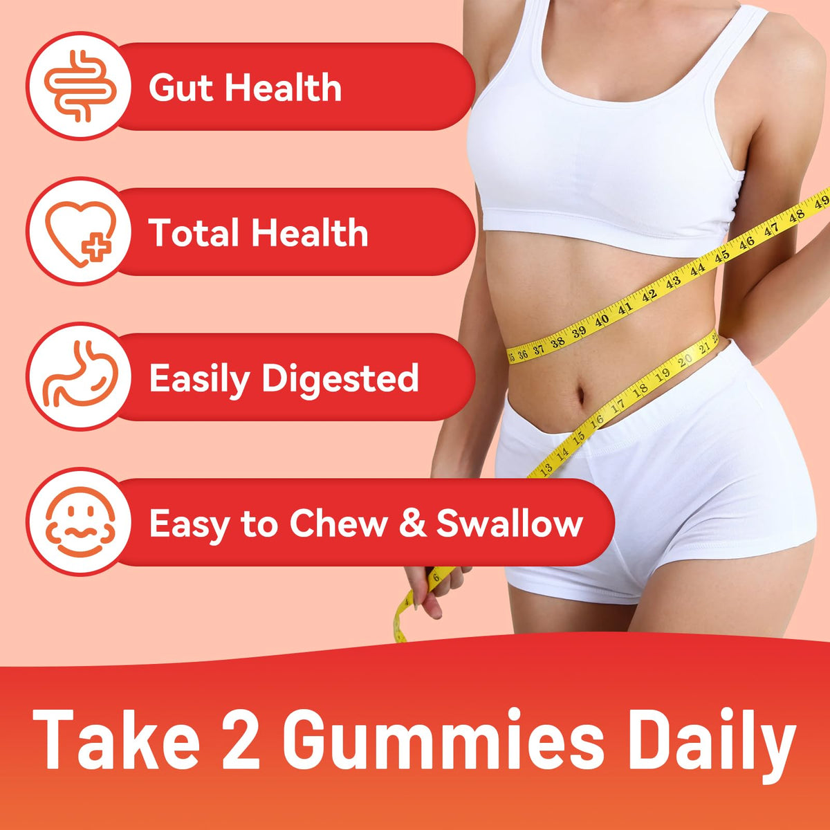 SmildeHeal Fiber Gummies, Dietary Fiber, for Women and Men, Gut Health Support, Non-GMOs, Non-Gluten, Vegan, Mixed Berry and Strawberry Flavor, 60 Count Gummies - FENGGESTORE20