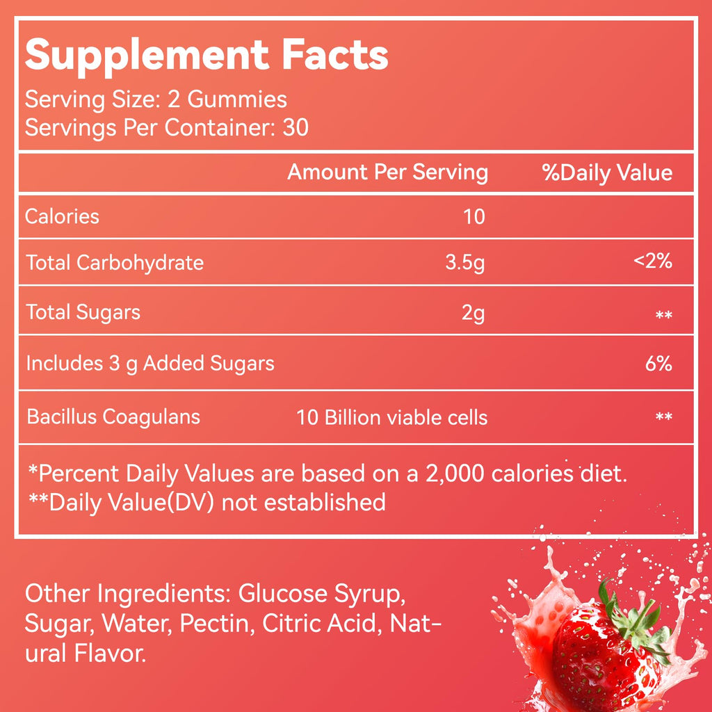 SmildeHeal Probiotic Gummies for Digestive Health - 10 Billion CFU Bacillus Coagulans - Vegan & Non-GMO - Immune & Digestive Support for Men & Women - FENGGESTORE20
