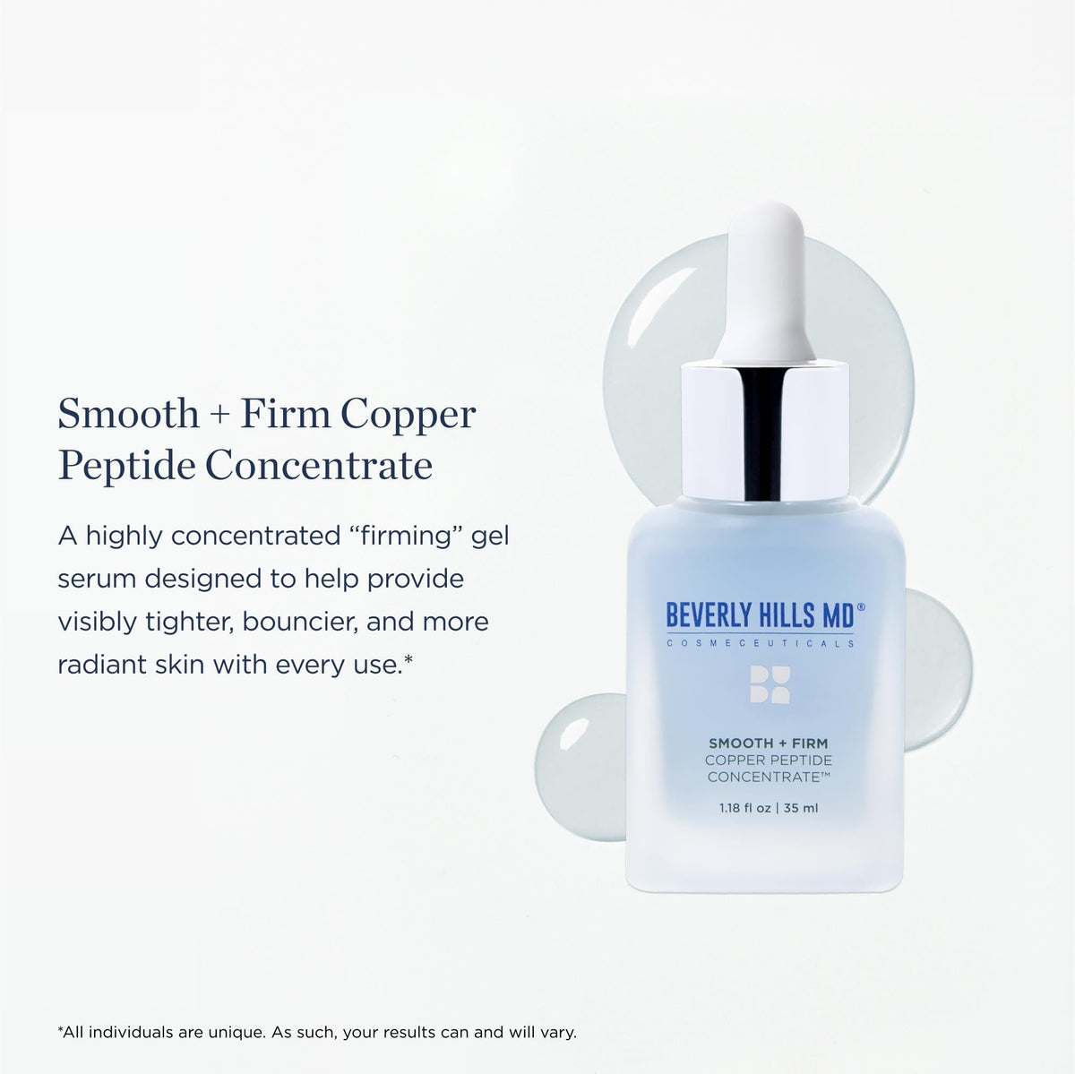 Smooth + Firm Copper Peptide Concentrate Serum for Aging Skin, Plumping Niacinamide for Tightening & Brightening, Helps Improve Elasticity, Hyperpigmentation & Dark Spots, Water Based, 1.18 Fl Oz - FENGGESTORE20