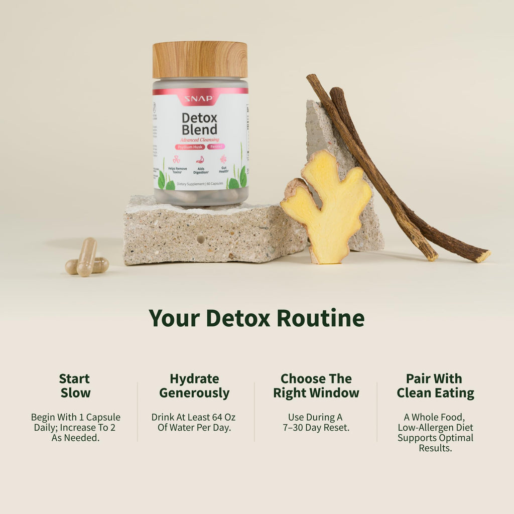 Snap Supplements Detox Cleanse Capsules - Advanced Blend for Full Body Detox & Cleanse, Flush Out Toxins, Improve Digestion & Gut Health - FENGGESTORE20