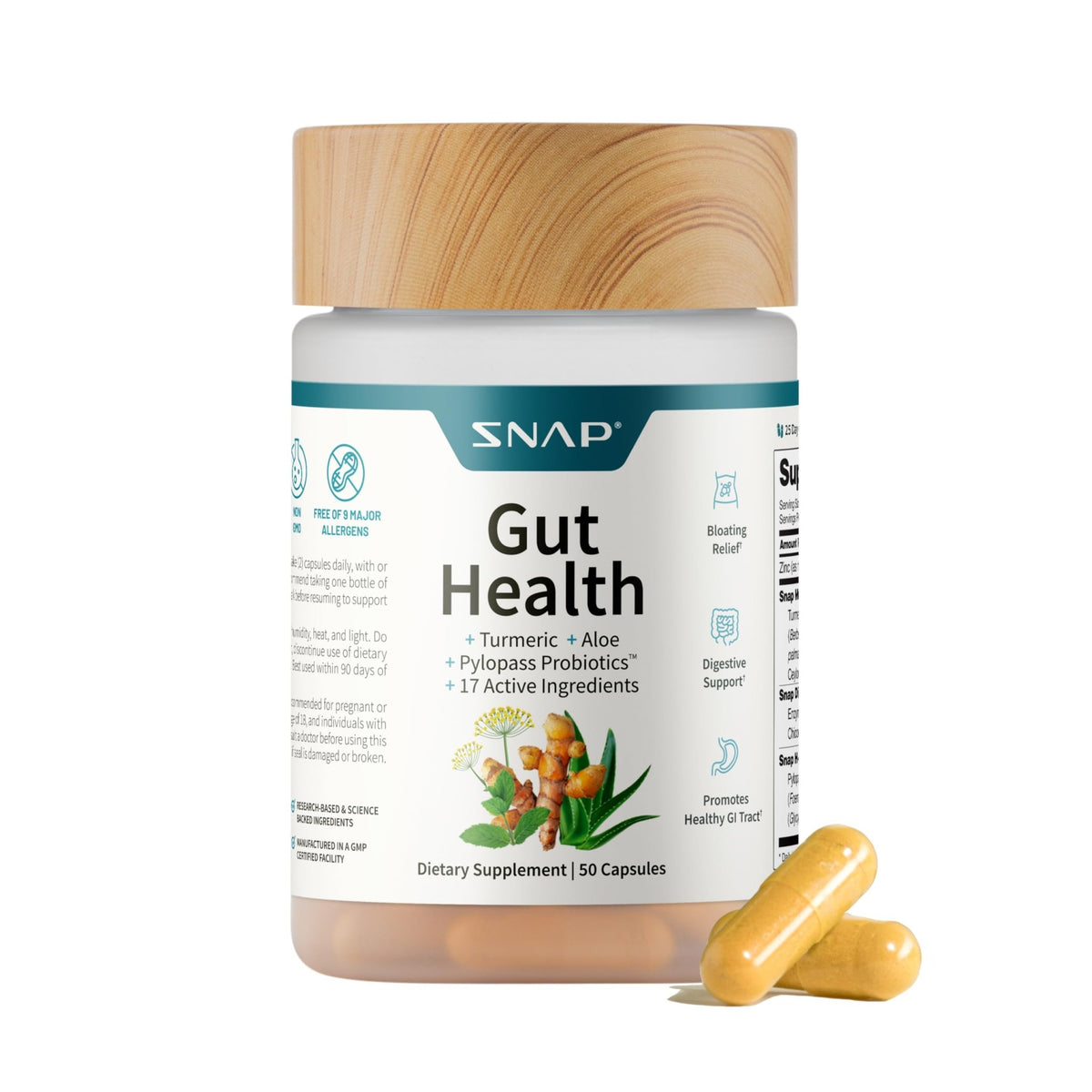 Snap Supplements Gut Health Lipase Supplement with Probiotics for Women & Men, Digestive Enzymes & Prebiotics - Turmeric, Aloe - FENGGESTORE20