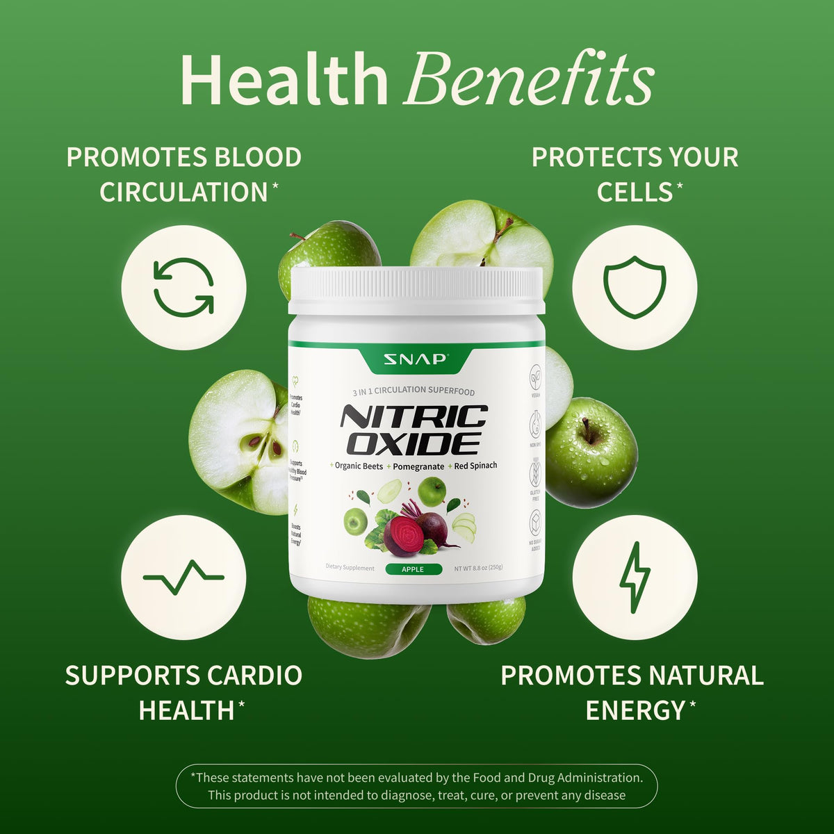 Snap Supplements Organic Beet Root Powder Nitric Oxide Supplement for Men & Women, Red Spinach & Pomegranate, Supports Healthy Energy & Blood Pressure Already - FENGGESTORE20